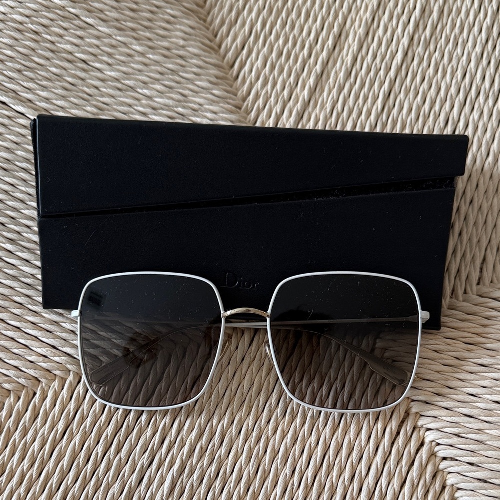 New Dior Silver Frame Black Lens Sunglasses